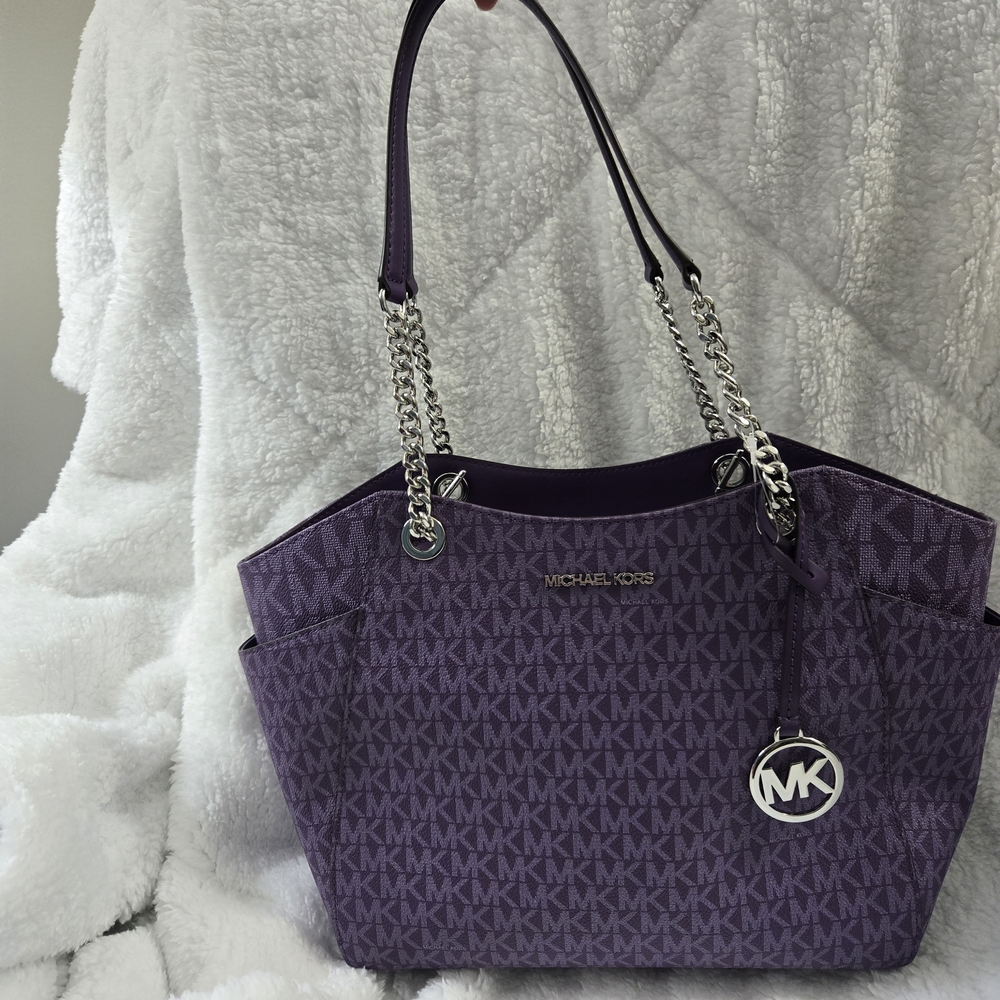 Michael Kors Purple Signature Canvas Tote - Picture 9 of 12